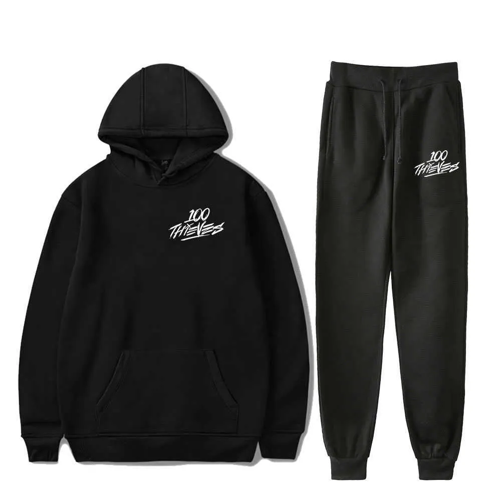 Herren Hoodies Sweatshirts 100 Thieves Foundations Rapper PULLOVER HOODIE Merch Hoodies Set Herren Damen Hoodies Hosen Zweiteiliges Sweatshirt J230509