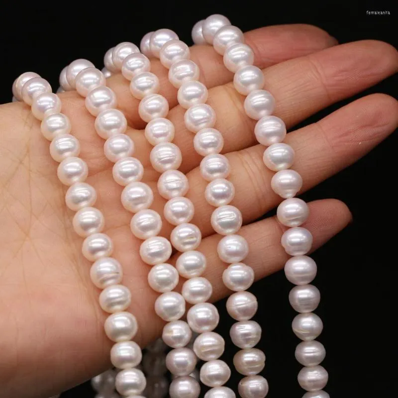 ビーズ最高品質の天然淡水真珠ゆるい丸い宝石用の女性ネックレスイヤリングアクセサリー8-9mm