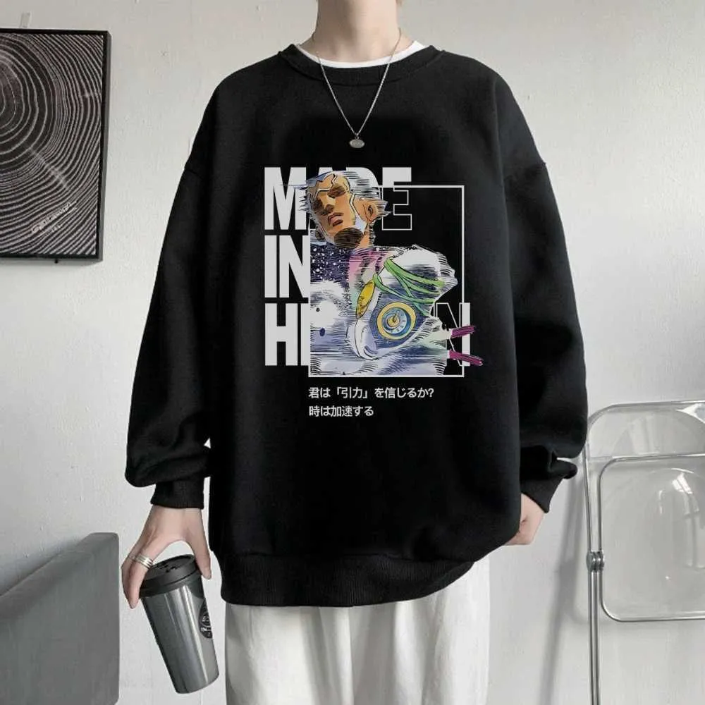 Mens Hoodies Sweatshirts Enrico Pucci Anime Sweatshirts Jojos Bizarre Adventure Manga Graphic Overdimate Men Pullover Tracksuit Women Top Winter Cloth J230509