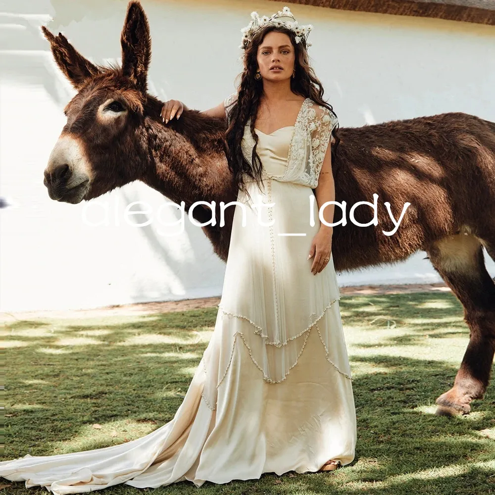 Bohemian Wedding Dresses Silk Satin Bridal Gown... From Alegant_lady,  $150.76 | DHgate.Com
