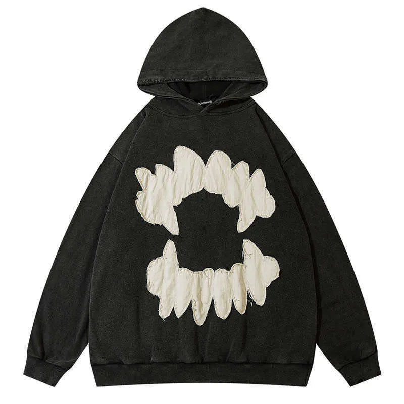 Ripped distressed hoodie mens top