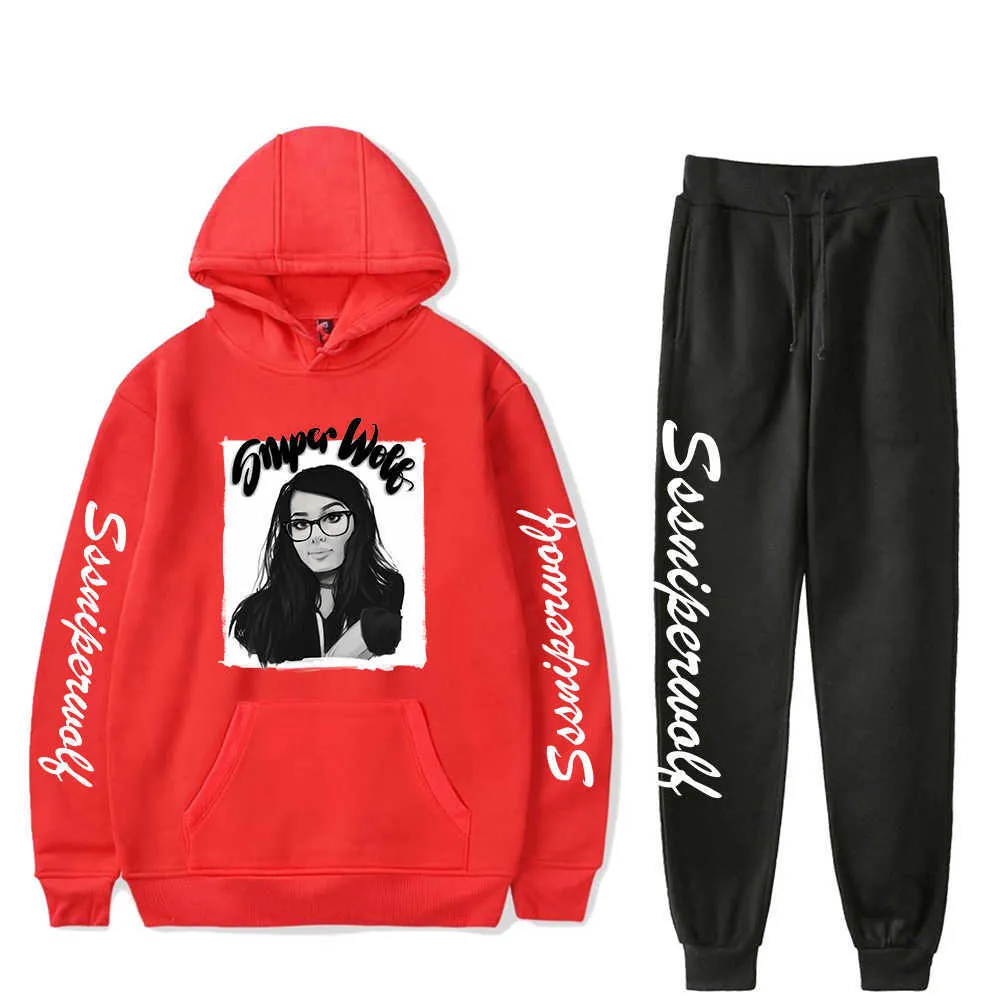 Men s Hoodies Sweatshirts SSSniperWolf Merch Two Piece Set Unisex Hoodie Jogger Pant Harajuku Streetwear 90s Fashion Clothes Men Women Suit J230509