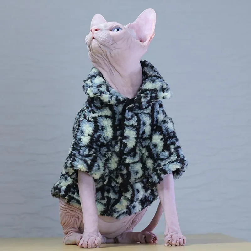 Vêtements Hairless Cat vêtements Sphinx Devon Rex Kitten vêtements Agneau polaire Veste en coton chaud Automne Hiver Designer Sphynx Cat Clothes