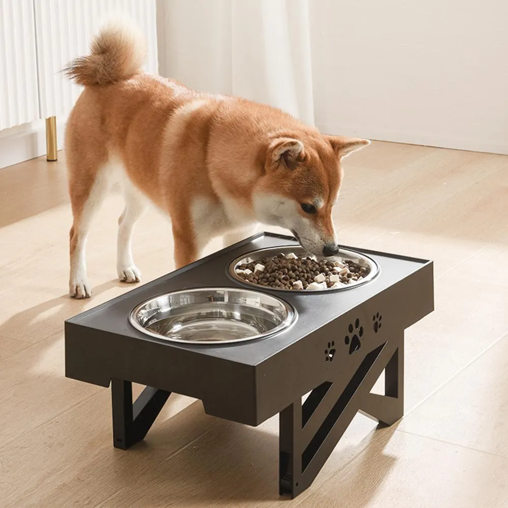 Feeding Elevated Adjustable Dog Bowl Double Stainless Steel Dog Food Water Bowls Feeders With Stand Feeding Durable Pet Bowls Lift Tabel