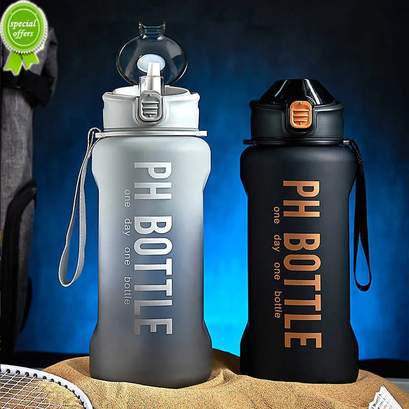 Bouteilles d'eau de grande capacité de 2200 ml avec paille Gym Fitness bouteille à boire en plein air Camping cyclisme randonnée sport Shaker bouteilles
