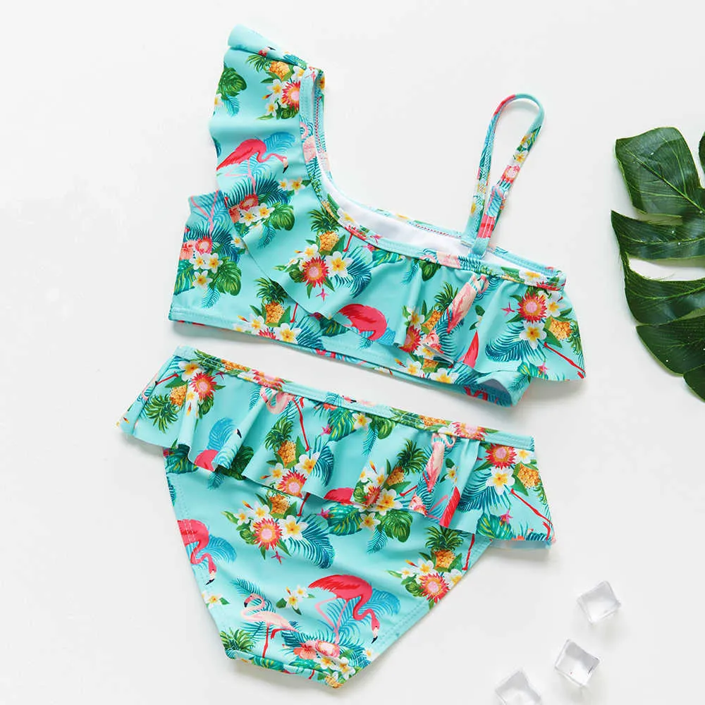 Children's Swimwear 2-9 year old baby tropical style two-piece children's girl swimsuit P230602