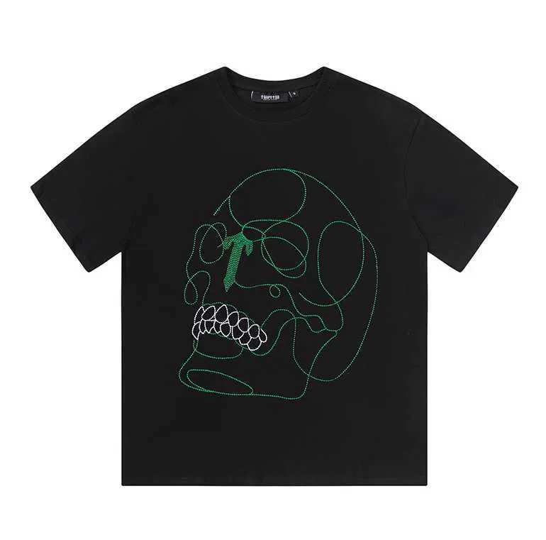 Diseñador Ropa de moda Camiseta Camisetas High Street Trapstar Skull Impresión de letras Manga corta Hombres Mujeres Loose Street Algodón Cuello redondo Camiseta Etiqueta de moda para sa