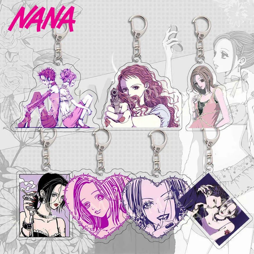 Keychains anime nana akryl nyckelring ai yazawa osaki nana serizawa reira kreativa figurer nyckelringhållare smycken tillbehör fans gåva j230426