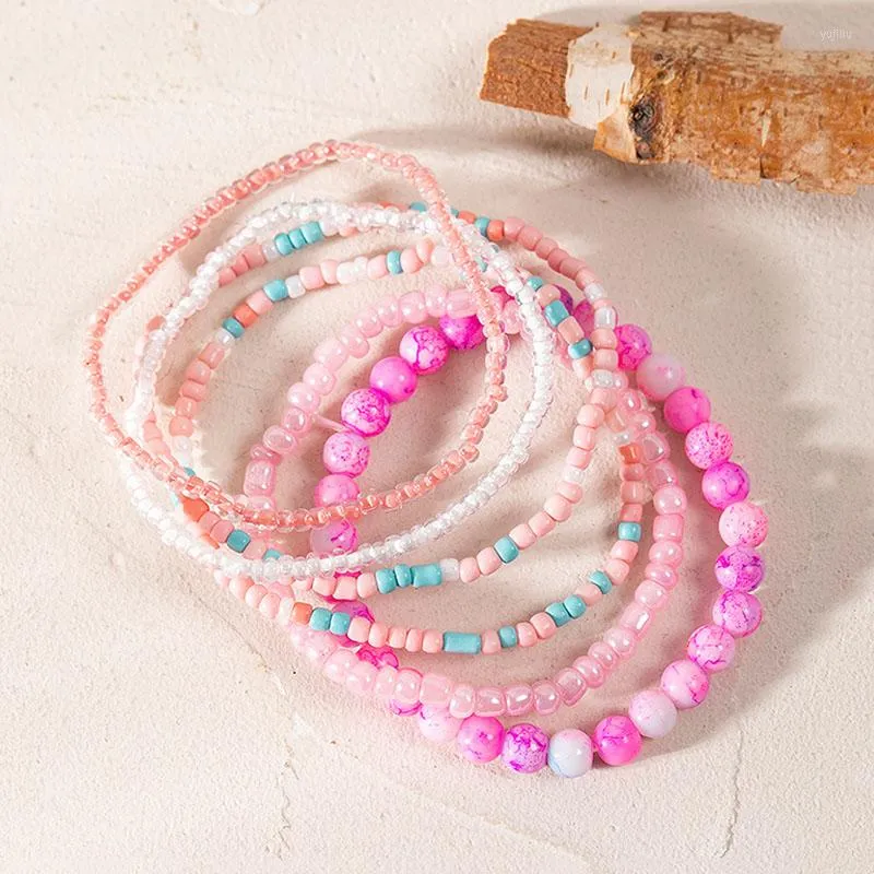 Gliederarmbänder Klassische Muti-Farbe Perlen stapelbar für Frauen Mädchen Frühling Sommer Strand Urlaub Geschenk Modeschmuck B006