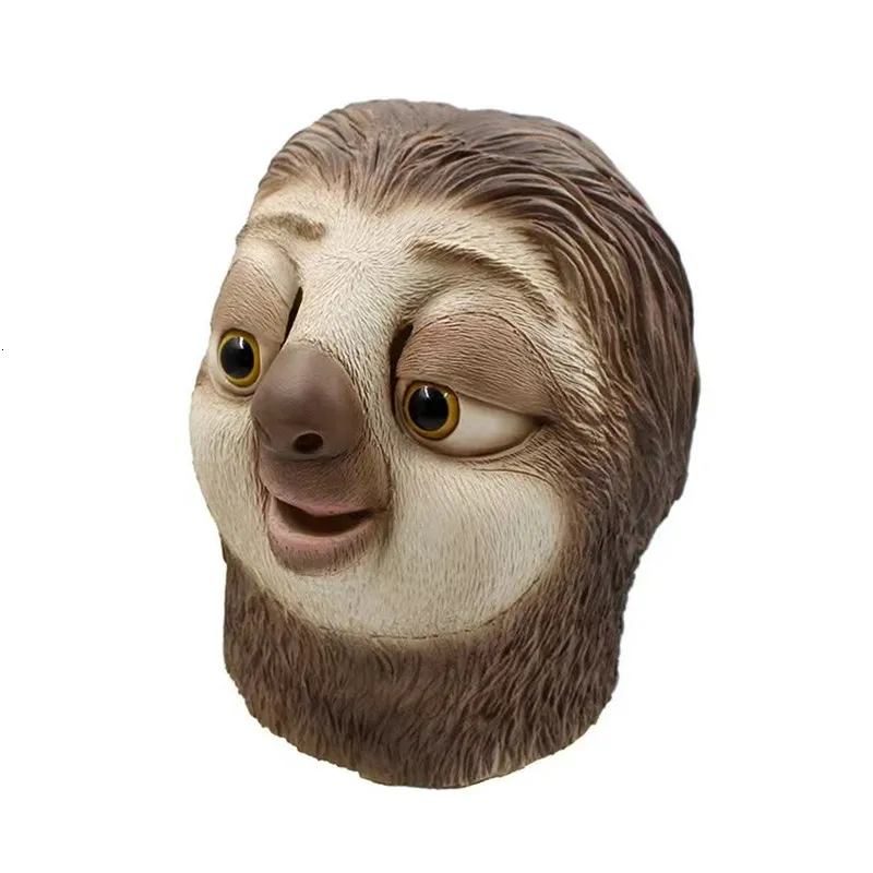 Party Masks Sloth Mask Latex Animal Head Mask Halloween Costume Party Mask for Adult 230509