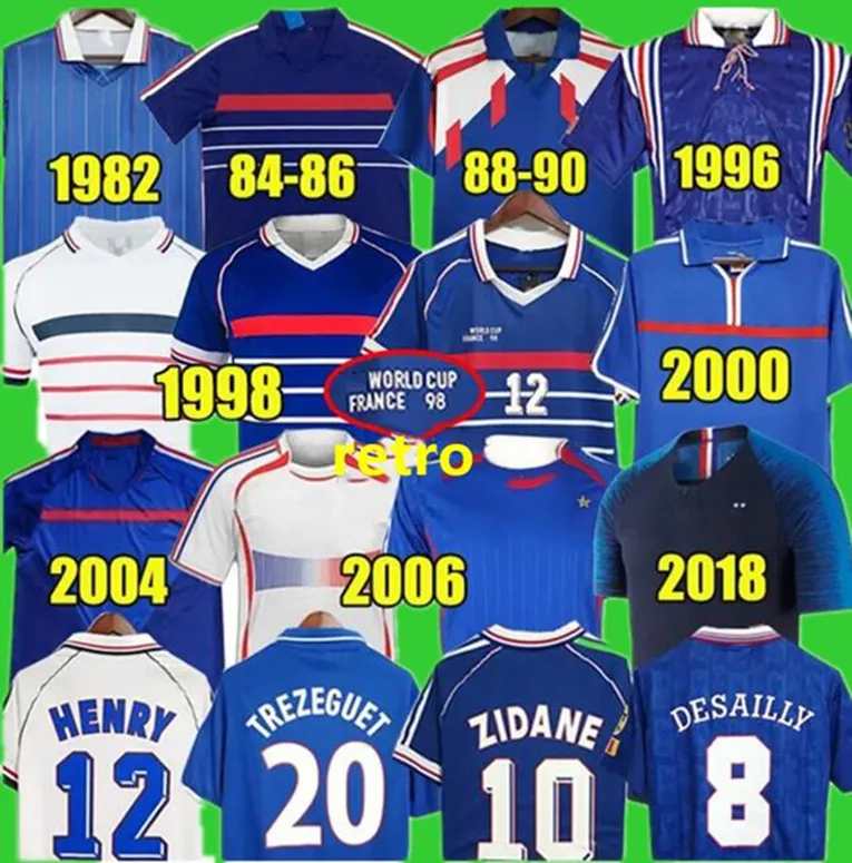 1996 1998 2006 Retro ZIDANE jerseys jorkaeff Henry Trezeguet soccer French POGBA GRIEZMANN football shirt KANTE GIROUD maillot foot camiseta de fuda