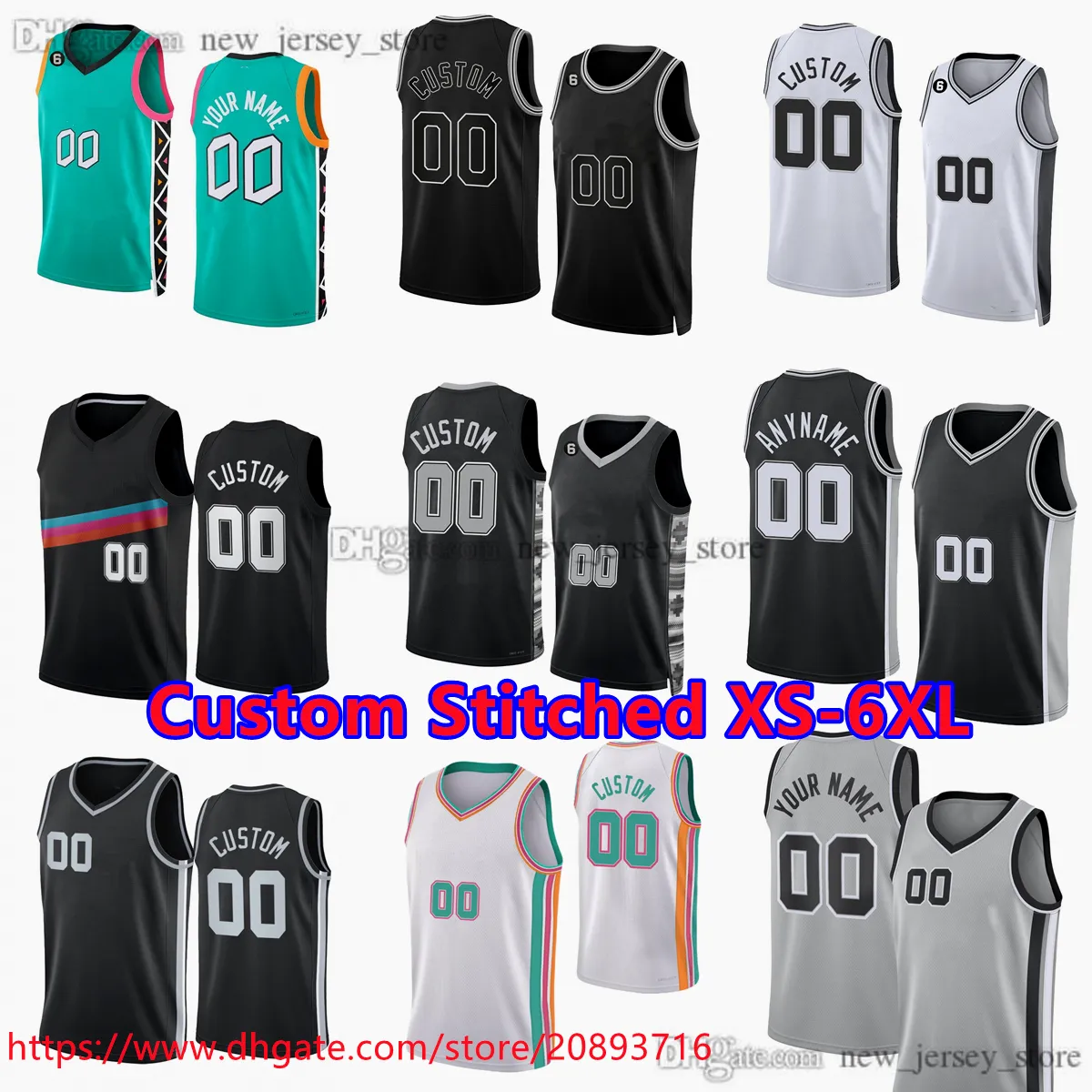 خياطة مخصصة XS-6XL كرة السلة Jersey 3 Keldonjohnson 23 Zachcollins 24 Devinvassell 35 Romeolangford 14 Blakewesley 10 Jeremysochan 22 Malakibranham Jerseys