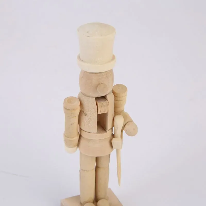 Wooden Nutcracker Doll Decoration DIY Blank Paint Toy Wooden