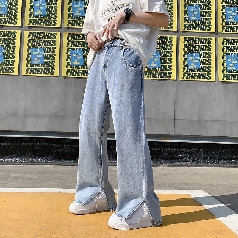 Men's Wide Leg Denim Jeans - Casual Hip Hop Streetwear, Slit Hem,  Fashionable Loose Fit, 2022 Trend