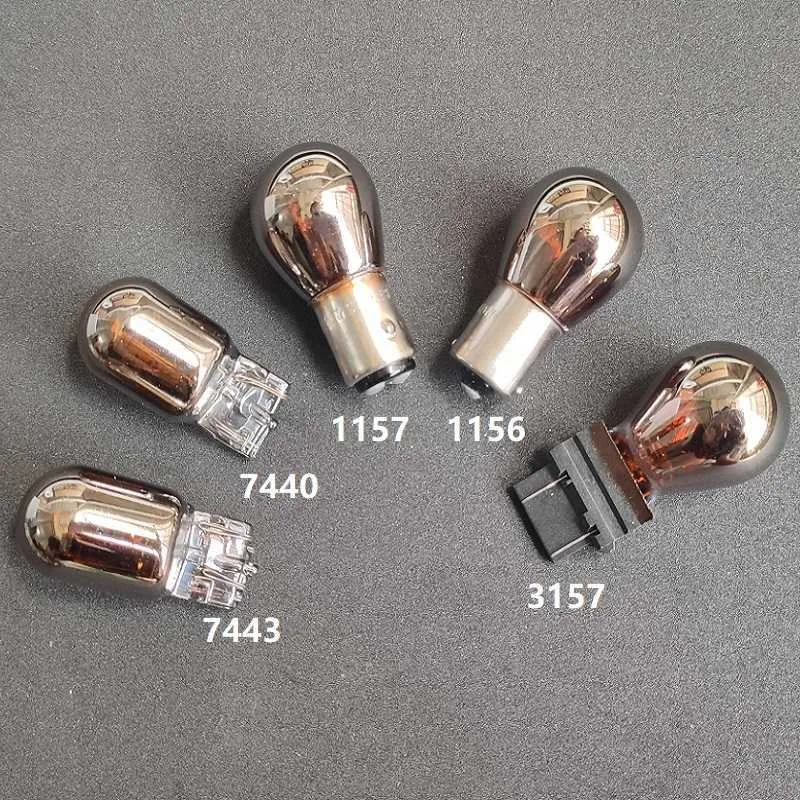 CCR 1157 BAY15D Chrome Amber Bulbs – 2-Pack Stealth Turn Signal Lights (Front) – P21/5W 12V