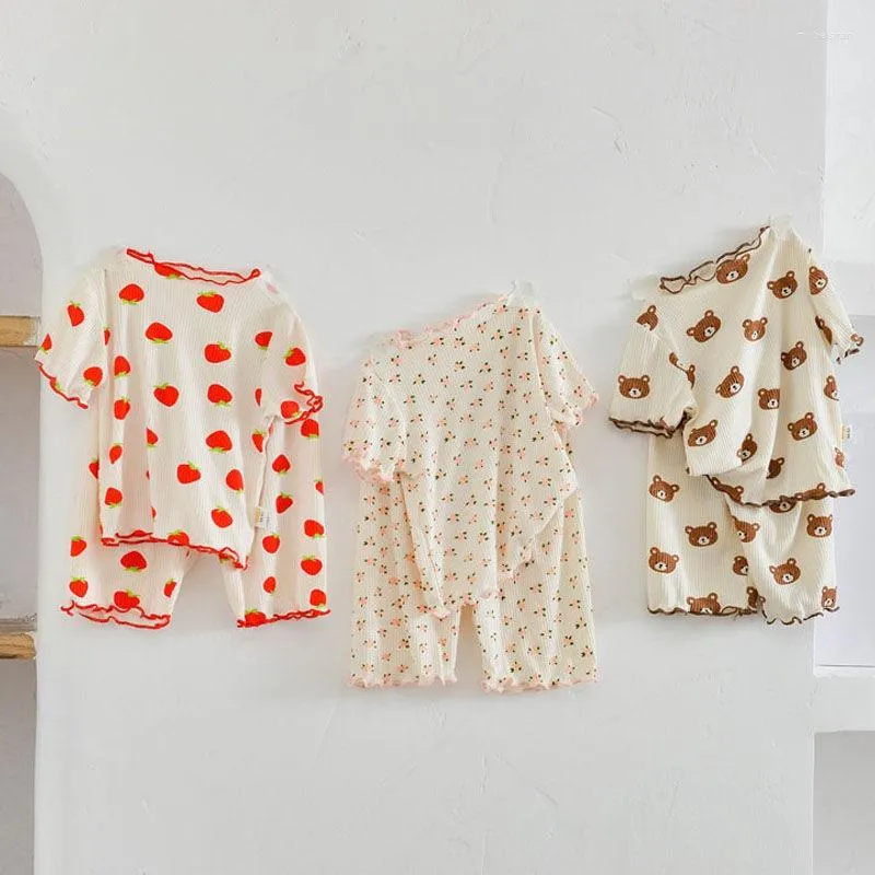 Kledingsets T-shirt shorts Tweede stuk set pyjama's zomerhuis kleding babymeisje outfit peuter kostuum meisje's korte mouwpak