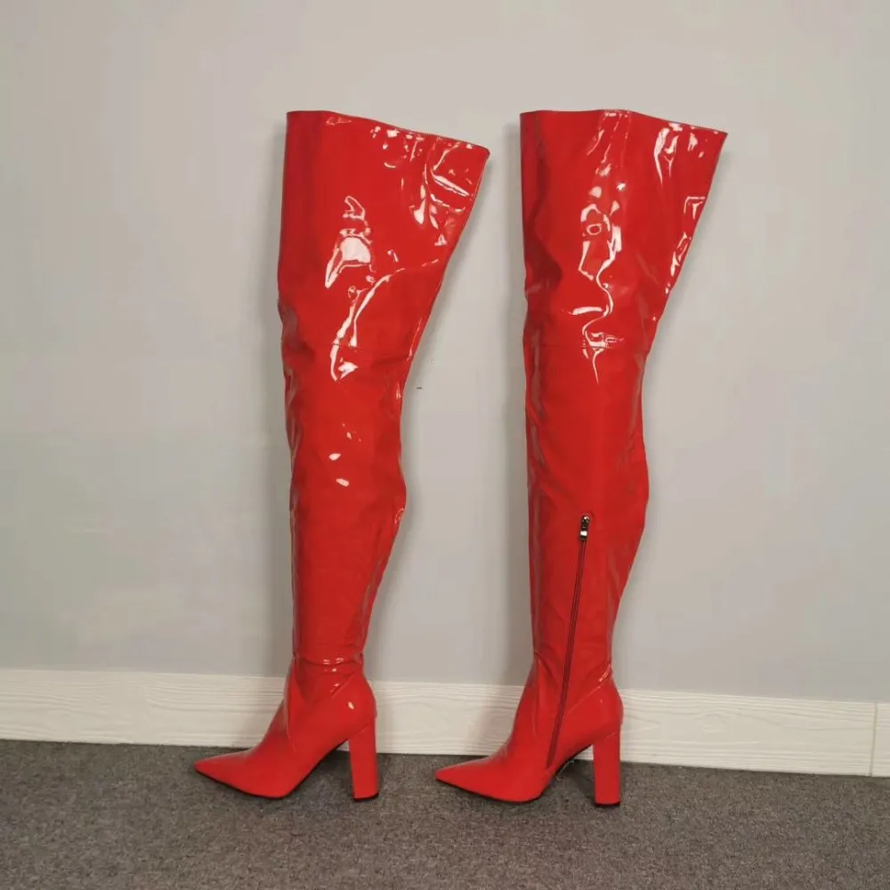 Thigh high boots square heels top