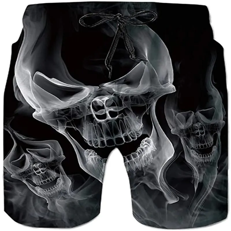 Shorts pour hommes Impression 3D Beach Skull Poker Maillot de bain Natation décontractée