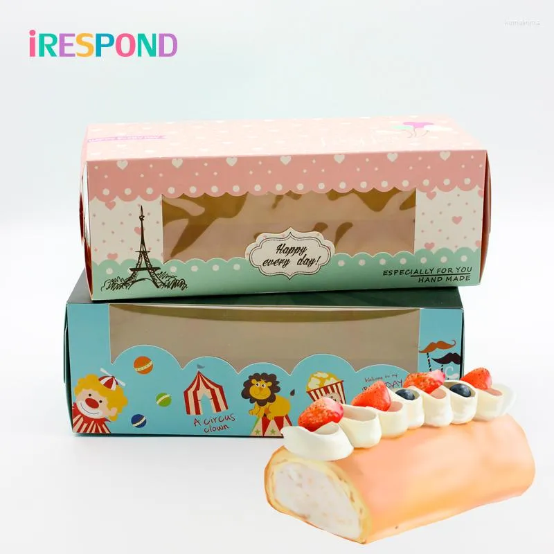 Gift Wrap 48PCS Swiss Roll Cake Box With Window Cupcake Portable Packing Boxes Wedding Home Baking Long