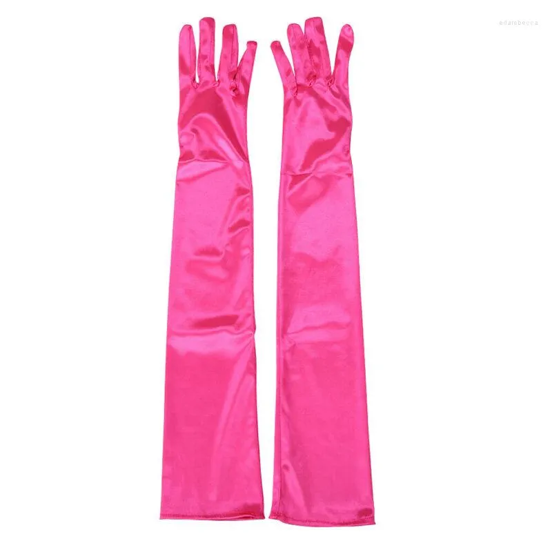 Femmes Chaussettes Gants Formels Couleur Unie Satin Long Doigt Mitaines Soirée Femme Événements Activités Rouge Blanc Rose