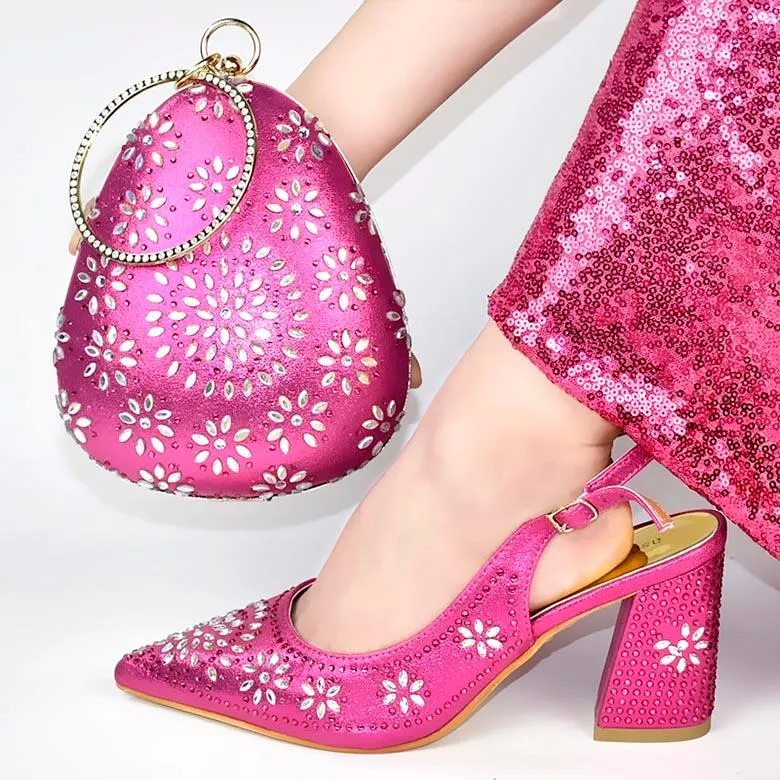 Fuschia pink shoes and matching bag shop