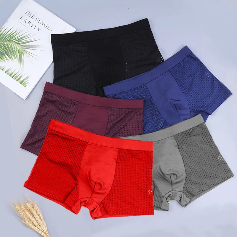 Underpants 5PCS/Lot Mesh Hole Mens Underwear Boxers Men Boxer Underwear men  Boxers for Men Underwear Boxer Shorts Men Boxers Men Pantis 230510