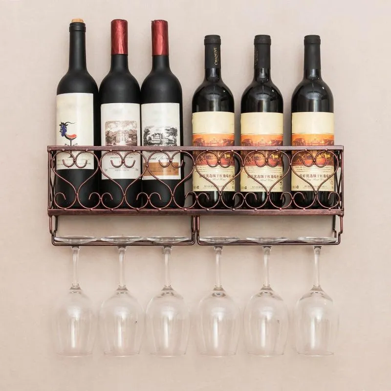 Organization European Style Wallmounted Red Wine Bottle Rack Dinner Living Room Hanging Glass Holder