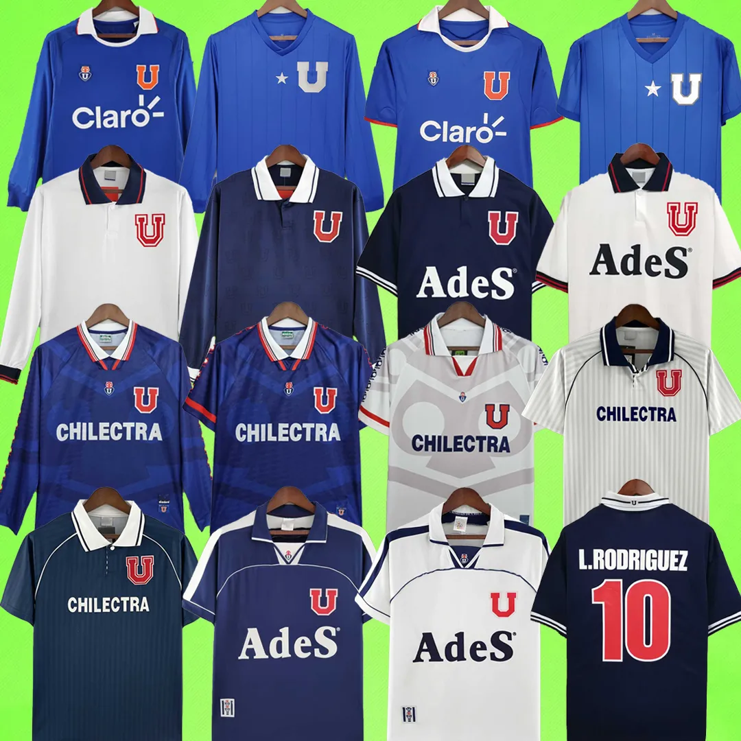 Camisas de futebol retro Universidad de Chile 1994 1995 1996 1998 2000 2001 2011 RODRIGUEZ HAZLEL E.VARGAS SALAS 94 95 96 98 00 01 11 camisa de futebol vintage manga longa