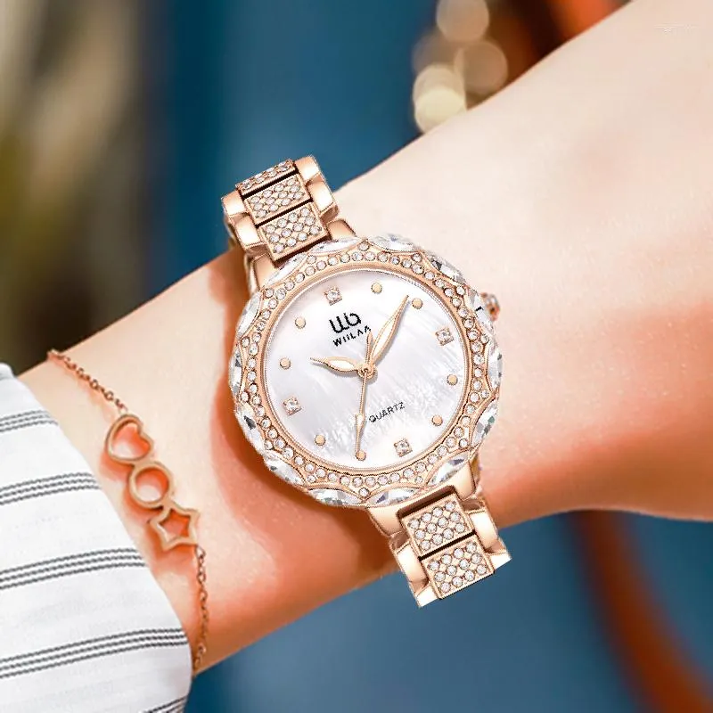 Orologi da polso wiilaa donne orologi da polso per orologio femminile bracciale in oro rosa quarzo signore di lusso elegante degropespo