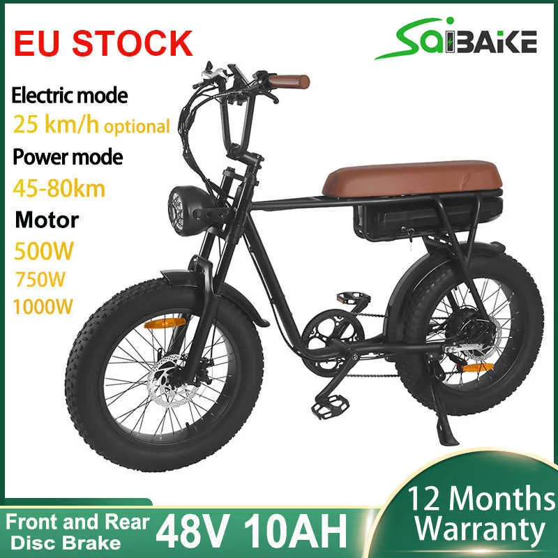 Bici elettrica 48V Batteria 20 * 4.0 pollici Fat Bike 500W 750W 1000W Motore SHIMANO 7 velocità Bicicletta elettrica Mountain Ebike per adulti