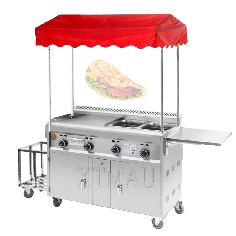 Teppanyaki Commercial Barbecue Night Market kraampjes Gebakken spiesjes gekookte spiesjes Multigrain Pancake Pan Fried Griddle Snack Cart