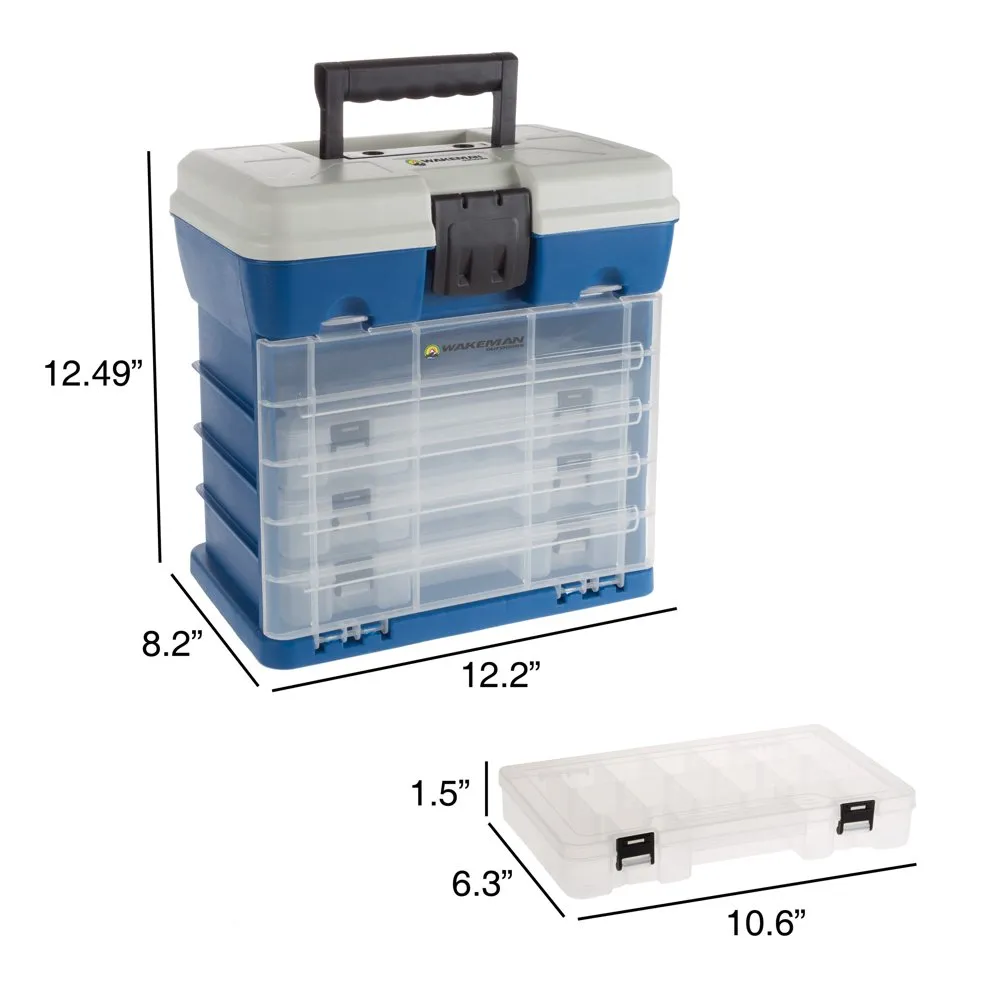 Wakeman Storage Tool Box-Durable Organizer Utility Box-4 cassetti, 19 scomparti ciascuno per forniture da campeggio e attrezzatura da pesca all'aperto Dar