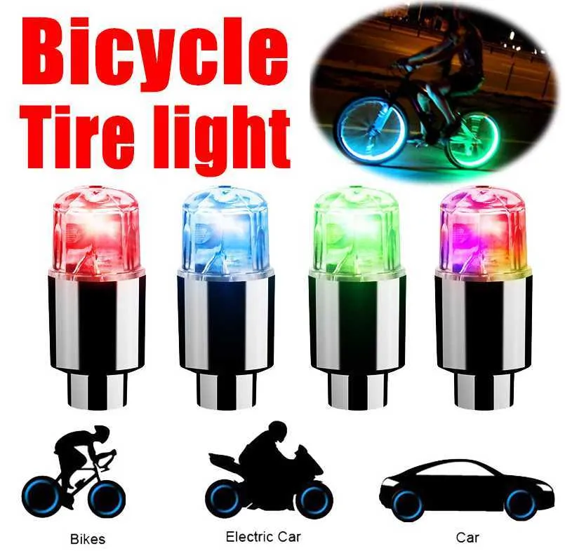 2/4 stuks Bandventielen Cap Licht voor Auto Motor Fietswiel Band LED Kleurrijke Lamp Fietsen Hub Gloeiende Lamp Accessoires