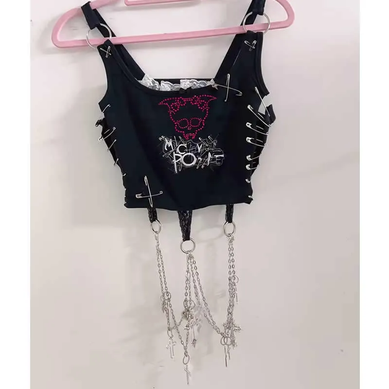 Damestanks Camis Y2K Accessoires Crop top S Fashion Bustier T -shirt Gothic kleding Fairy Grunge Halter 230510