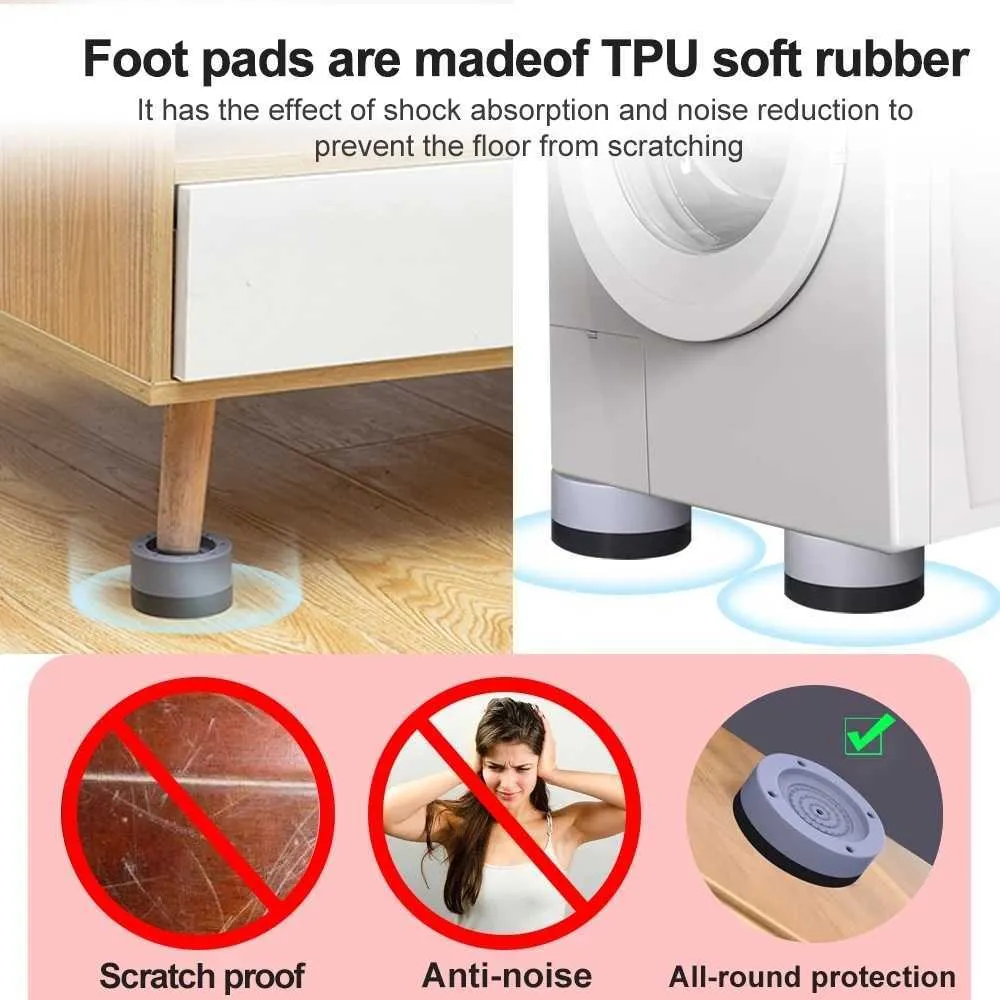 Pied Anti Vibration Machine a Laver 4 Pièces Support Machine a Laver Tapis  Anti Vibration Machine a Laver Anti Vibration Réduction Bruit Universel