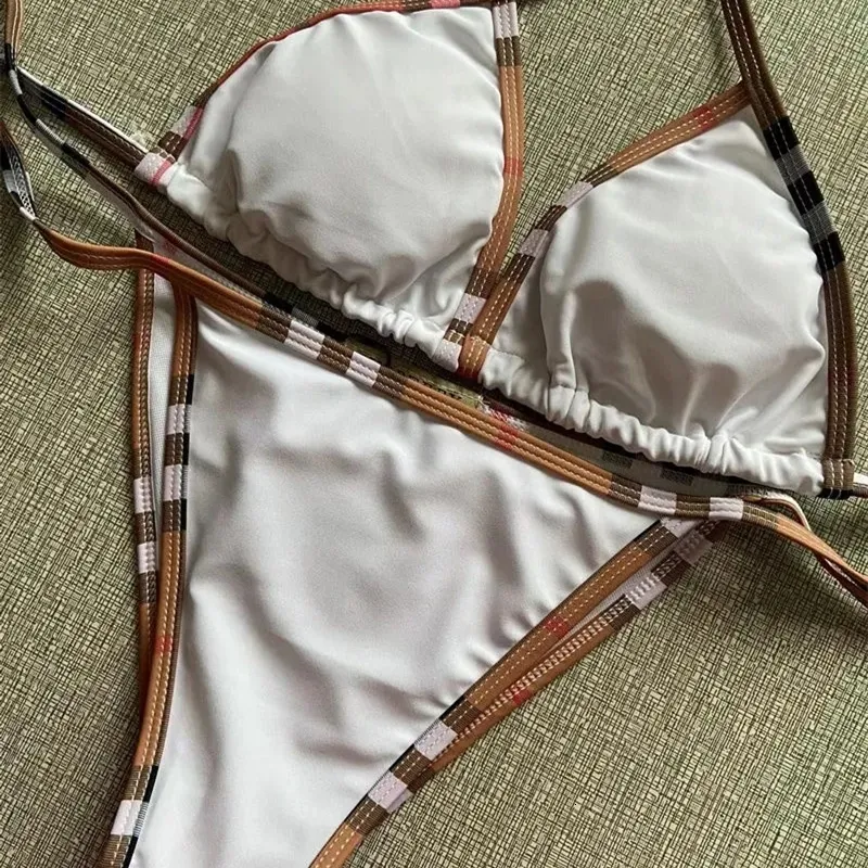 Kadın Mayo Seksi Halter Top İki Parça Kravat Yan Üçgen Bikini Yaz Katı Banyo Kıyafet Plaj Giyim Seti 230509