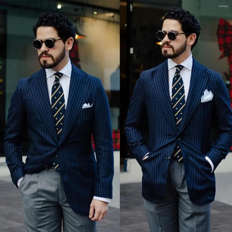 Blue pinstripe blazer hotsell