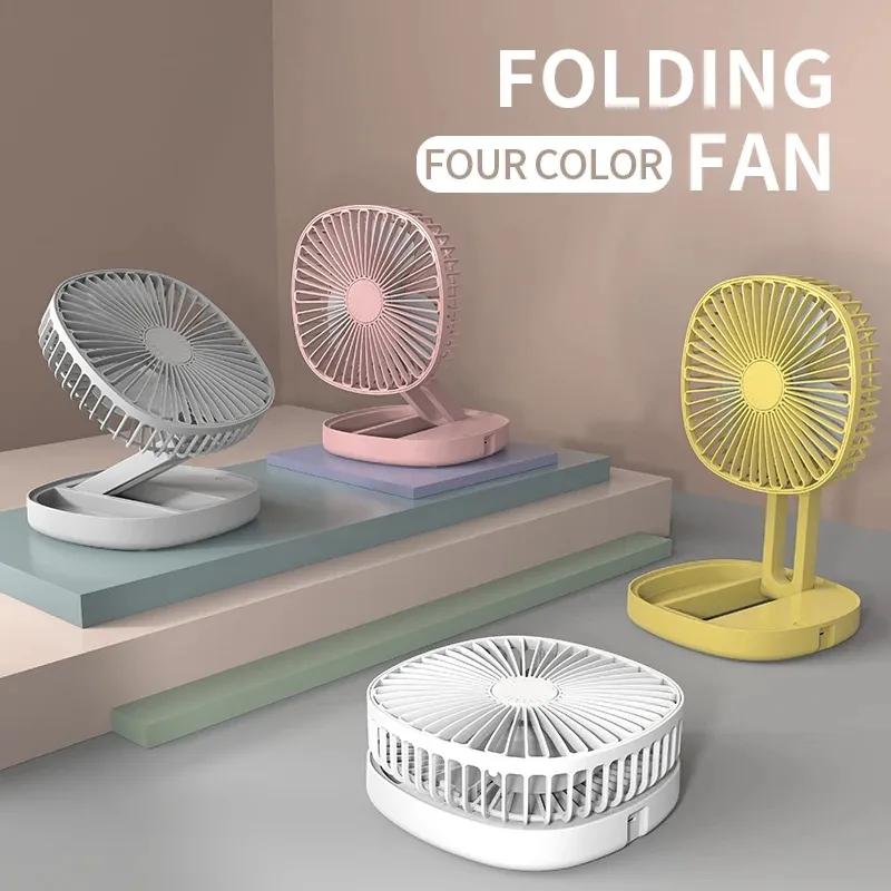 Mini USB Şarj Edilebilir Fan Masaüstü Katlanabilir Fan Küçük Soğutma Masa Fanı 3 Hız Ofis Evi için Ev Yatak Odası için Ayarlanabilir