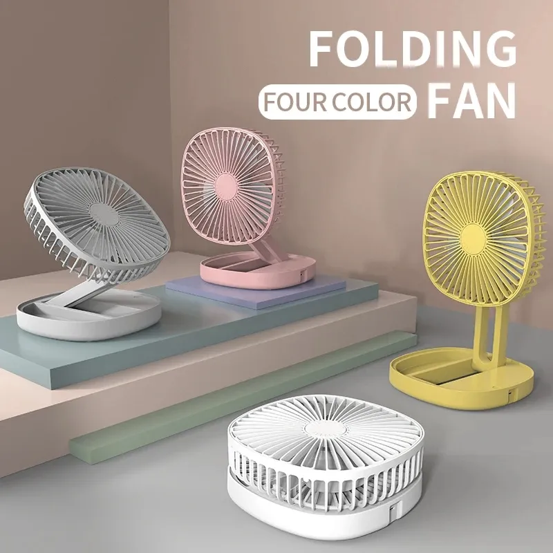 Mini ventilador recarregável USB Fan Fan dobrável Tabela de refrigeração Fã 3 de velocidade ajustável para o quarto doméstico para o escritório em casa