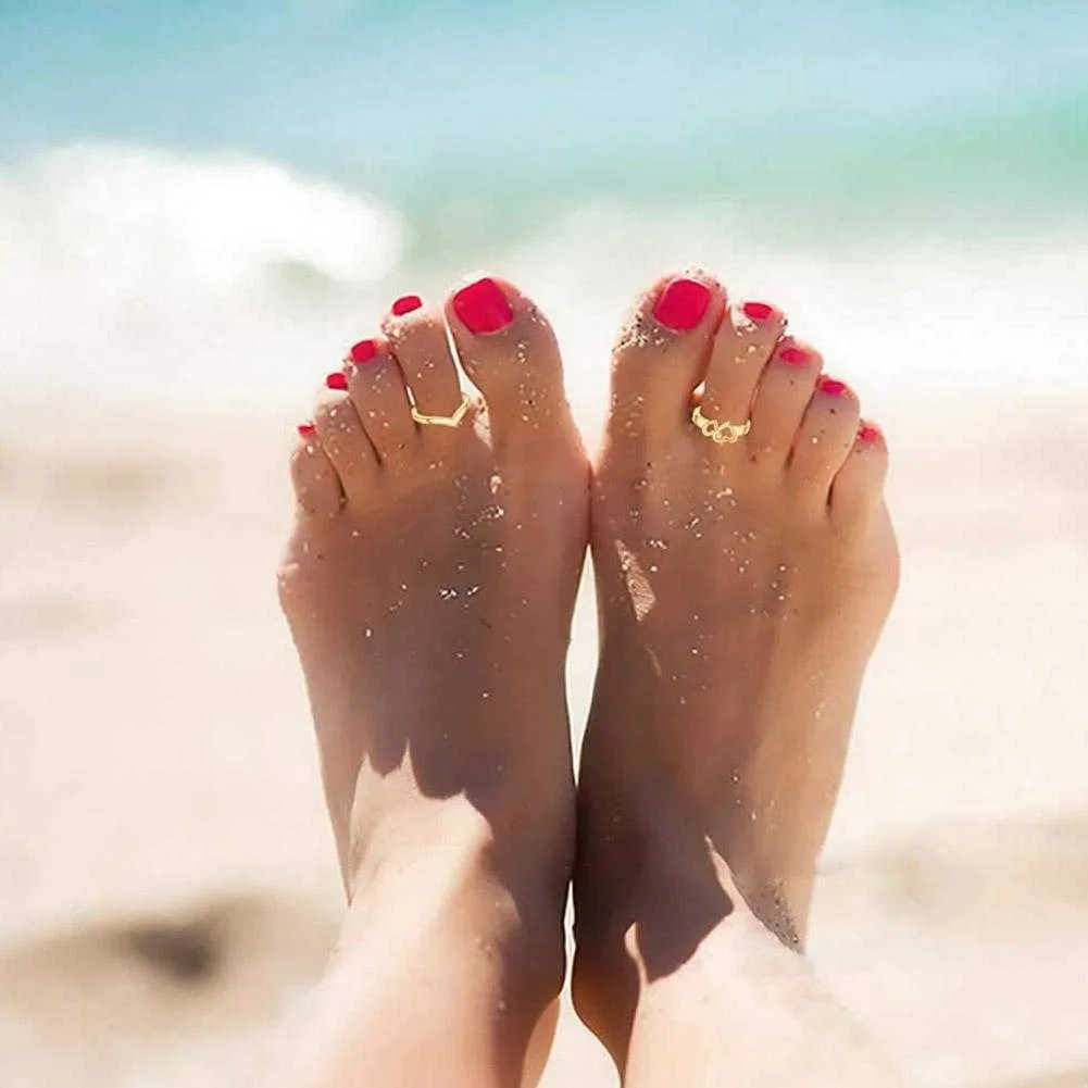 12/24 Pcs Adjustable Toe Rings for Women Open Ring Women Beach Foot Jewelry  Set | eBay