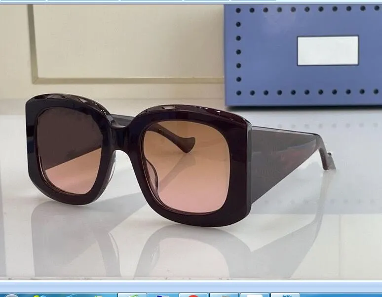 2023 women men high quality fashion sunglasses burgundy width plank frame brown square glasses available with box