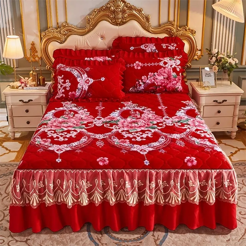 Spódnica z łóżkiem przeciw pośływaniu sprężyste elastyczne plisowane łóżko spódnica kwiatowa drukowana miękka arkusz pościelowa pokrywa łóżek wystrój domu 230510