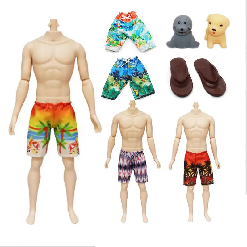 Vêtements pour poupée Ken 8 articles/lot enfants jouets Kawaii Miniatuare maison de poupée accessoires plage été jouets chaussures pour animaux de compagnie pour amoureux de Barbie