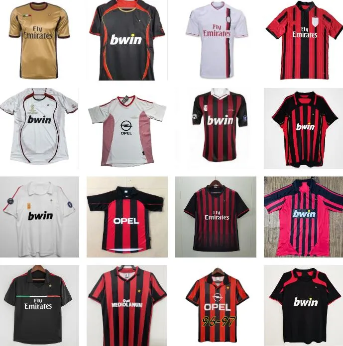 2004 2005 2006 2007 2008 2009 AC MilanS Vinatge GULLIT Camisetas de fútbol retro 06 07 08 09 10 11 12 13 14 MALDINI INZAGHI RONALDO BAGGIO BOBAN BARESI WEAH Kits de camiseta de fútbol