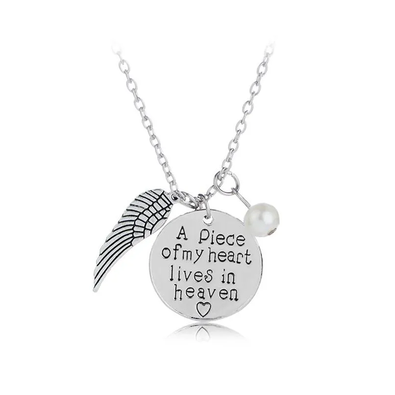 Colliers pendentifs Nouveau collier commémoratif personnalisé Nom ou mots Un morceau de mon coeur vit au paradis Fausse couche Remembran Dhgarden Dhci9