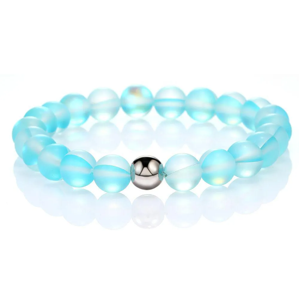 Cuentas 8Mm Diseño de moda Cristal de cristal Natural Flash Stone Bead Bracelet Para Mujeres Hombres Colorf Moonstone Dl Polish Frosted E Dhgarden Dhabc