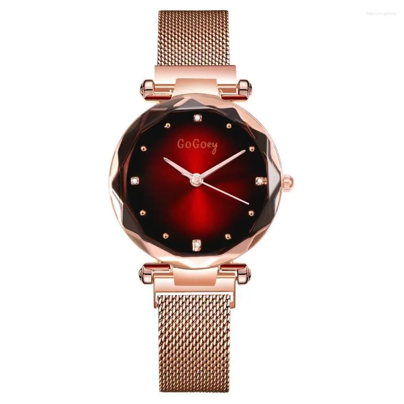 Armbandsur GOGOEY TOP Märke Rose Gold Women Wrist Watch Luxury Crystal Watches Clock Women's Zegarek Damski