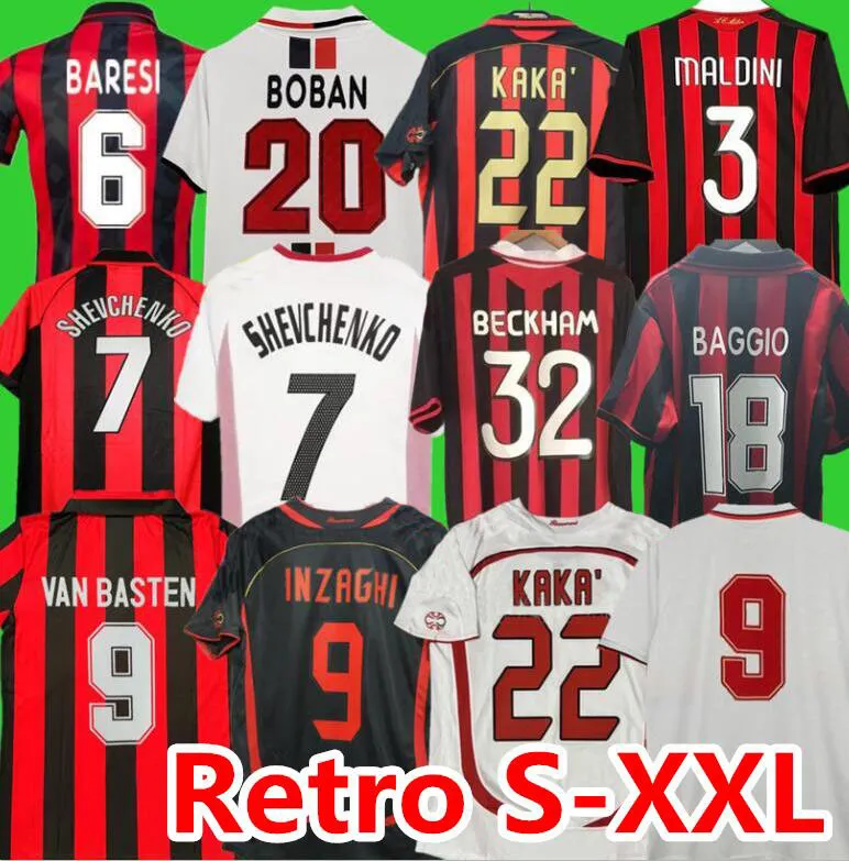 11 12 VAN BASTEN BOBAN Maillots de football rétro 93 94 95 96 97 MALDINI SHEVCHENKO BOBAN RUI COSTA KAKA BAGGIO INZAGHI 02 03 04 05 06 07 Maillot de football Ac Milans