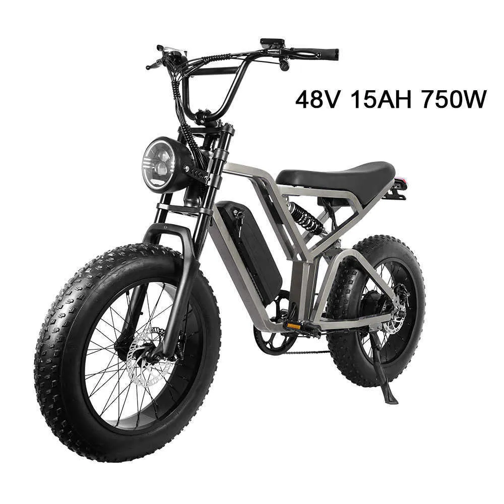 Elektrisches E-Bike 20 Zoll Fat Ebike 48V 15AH Batterie 750W Nabenmotor Shimano 7-Gang Snow Beach E-Bike Elektrofahrrad für Erwachsene