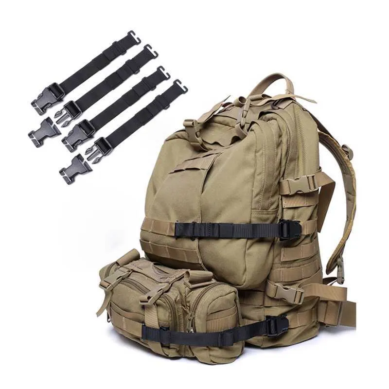 Backpacking Packs 4st Molle Straps With Spänne Snabbutgåva Justerbara korta nylonremmar förtöjning för ryggsäck Taktiska förtöjningar Camping P230510